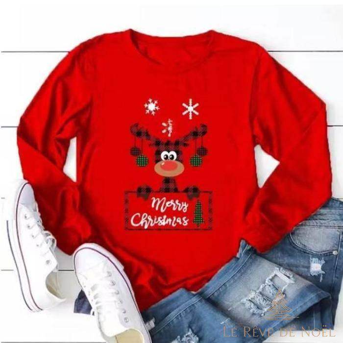 Pull long de Noël Pull long de Noël femme rouge